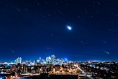 Orion Setting in Star Trails over Calgary, Alberta, Canada