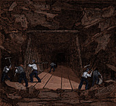 Construction of Railroad Tunnel, 19th Century