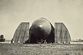 Blimp Coming out Hanger, WW1 Era