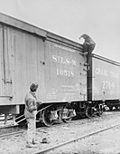 Hobo Climbing Box Car, 20th Century