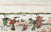 Cherry Blossom Viewing at Mimeguri, 19th Century