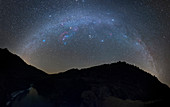 Milky Way over river gorge