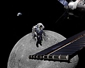 Lunar Orbital Platform-Gateway spacewalk, illustration