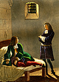 Godin de Sainte-Croix in the Bastille, 19th C illustration