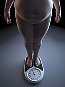 Illustration of an obese man on a scale