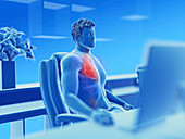 Illustration of an office worker's vascular system