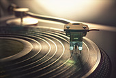 Vinyl record being played, illustration