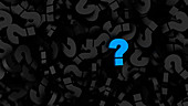 Blue question mark standing out, illustration