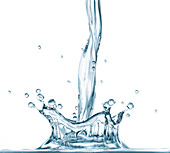 Pouring water with crown splash, illustration