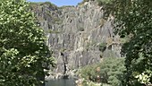 Quarry cliffs, Snowdonia, from drone