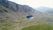 Lake, Snowdonia, from drone