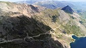 Crib Goch arete, Snowdon, from drone