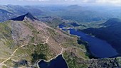 Crib Goch arete, Snowdon, from drone