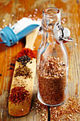 Homemade spice salt with mustard, cumin, paprika and chilli