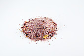 Spice mixture with rose petals, lime zest, mallow, chilli and salt