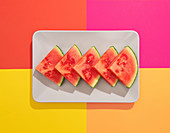 Summer juicy fruit watermelon in colorful background