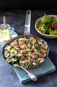 Rice pilaf with chicken and mushrooms