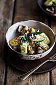 Fried ricotta gnocchi with mushrooms