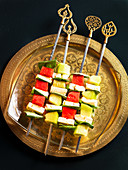 Melon skewers with feta cheese