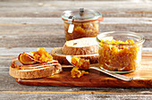 Yellow beet relish served with white bread
