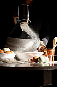 Woman making a cake