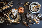 Baking and patisserie equipment over black background