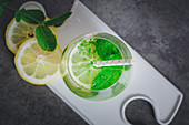 Detox lemonade with cucumber, lemon and mint