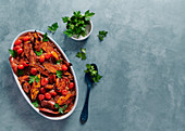 Egyptian-style sweet potato, mince and carrot bake