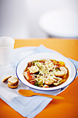 Chicken Vegetable Soup with Croutons