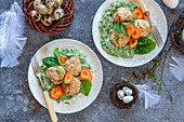 Turkey meatballs for Easter with spinach sauce