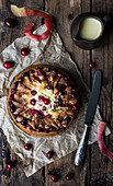Apple pie with cranberries
