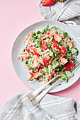 Quinoa salad with strawberries, cucumber and mint