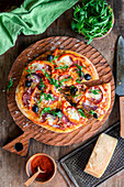 Pizza with olives and vegetables