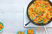 Indian lentil dal in a pan