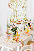 Buffet table and dining table set for summer waffle party