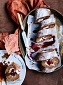 Spiced sponge and Rhubarb Roulade