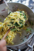 Tagliatelle with chard and lemon zest