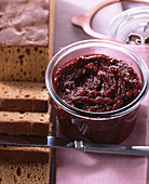 Raspberry jam with grated chocolate and chilli