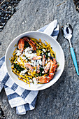 Crab salad with carrots and kale