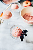 Peach sorbet with shiso