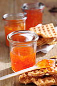 Clementine and grapefruit jam with freshly baked waffles