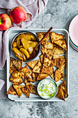 Sweet nachos with apple compote