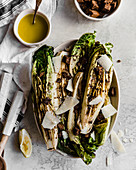 Grilled romaine caesar salad, with parmesan and pumpernickle croutons