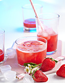 Glasses of homemade strawberry lemonade