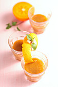 Persimmon and tamarillo smoothie with orange and ice