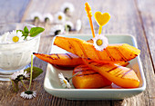 Sweet grilled vanilla and chilli pumpkin with a mint dip