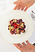 Duck breast with wild berry sauce and seared endive