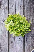 Fresh lettuce on a wooden surface
