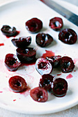 Defrosted sweet cherries