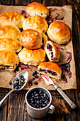 Yeast buns with blueberries
